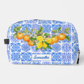 Siciliaans blauw geel citrus Mediterraan azulejo Toilettasje (Voorkant)