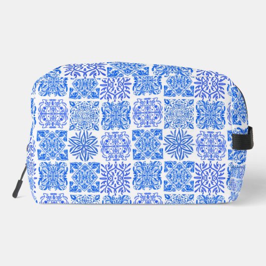 Siciliaans blauw geel citrus Mediterraan azulejo Toilettasje (Achterkant)