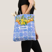 Siciliaans blauw geel citrus Mediterraan azulejo Tote Bag (Dichtbij)