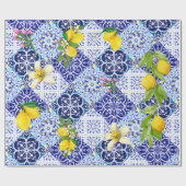 Siciliaans blauw Mediterraan citrus keramische teg Cadeaupapier (Vlak)