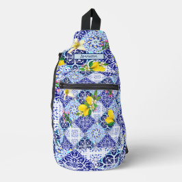 Siciliaans blauw Mediterraan citrus keramische teg Sling Bag