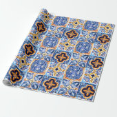 Siciliaans Blauw Wit Mediterraan keramische tegels Cadeaupapier (Uitgerold)