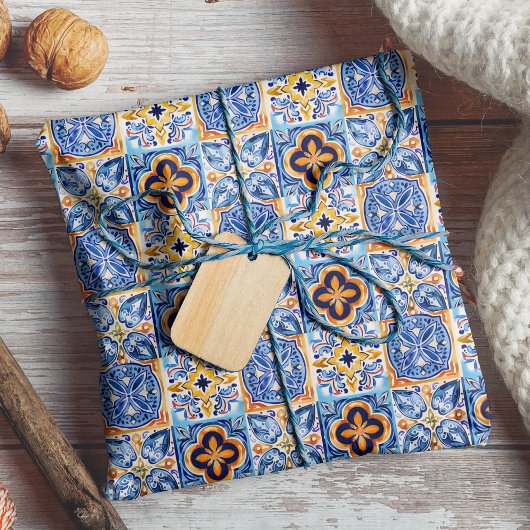 Siciliaans Blauw Wit Mediterraan keramische tegels Cadeaupapier