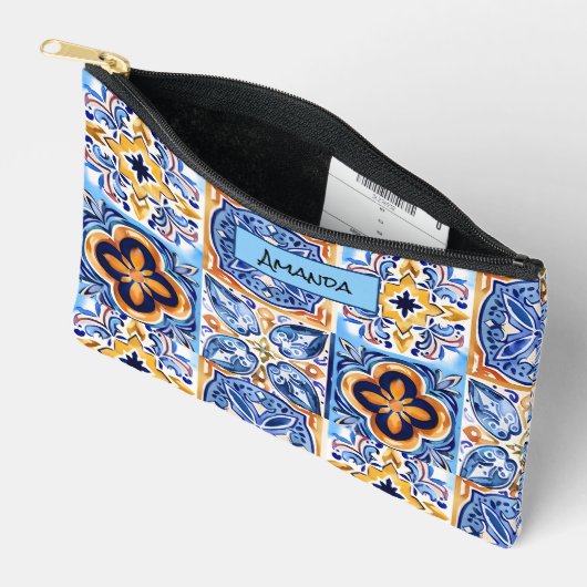 Siciliaans Blauw Wit Mediterraan keramische tegels Etui (Open)