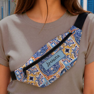 Siciliaans Blauw Wit Mediterraan keramische tegels Heuptasje