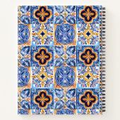 Siciliaans Blauw Wit Mediterraan keramische tegels Notitieboek (Achterkant)