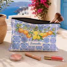 Siciliaans citrus azulejo blauw geel tegelontwerp