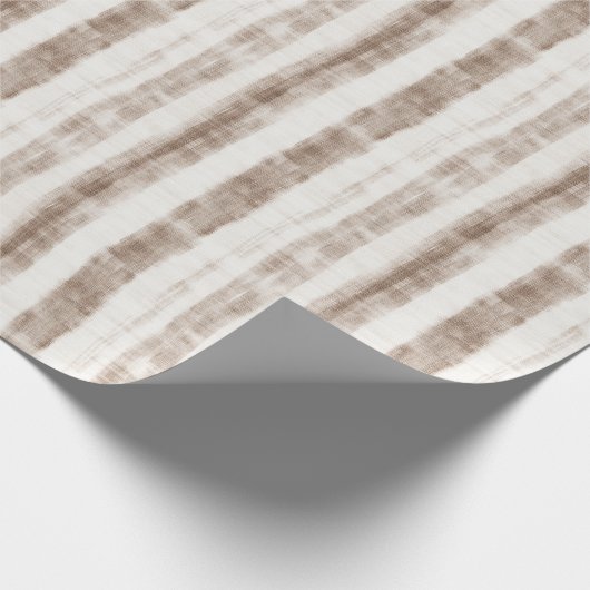 Siciliaans geweven crèmekleurige bruine strepen Br Cadeaupapier (Hoek)