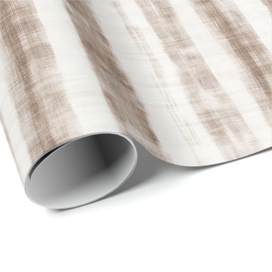 Siciliaans geweven crèmekleurige bruine strepen Br Cadeaupapier (Rol Hoek)