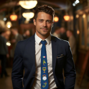 Siciliaans Italiaans Kaart Aces Nostalgia Blauw Stropdas