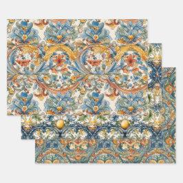 SICILIAANS KERAMISCH BLOEMEN TEGEL DECORATIEF PAPI INPAKPAPIER VEL