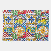 Siciliaans, majolica, tegels, citroenen theedoek (Horizontaal)