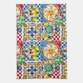 Siciliaans, majolica, tegels, citroenen theedoek (Verticaal)