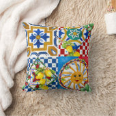 Siciliaans, majolica, zon, tegels, citroenen kussen (Deken)