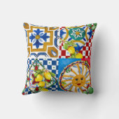 Siciliaans, majolica, zon, tegels, citroenen kussen (Achterkant)