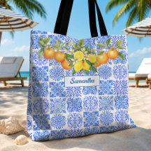 Siciliaans Mediterraan Blauw Geel Citrus Azulejo