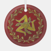 Siciliaans Ornament van Trinacria en Wreath Glass (Voorkant)