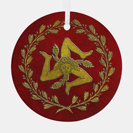 Siciliaans Ornament van Trinacria en Wreath Glass (Achterkant)