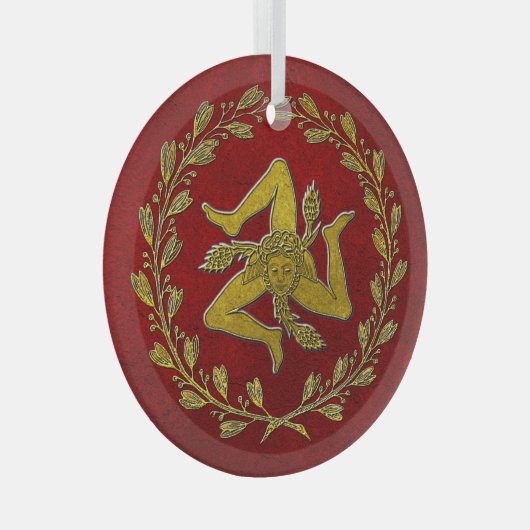 Siciliaans Ornament van Trinacria en Wreath Glass (Voorkant Rechts)