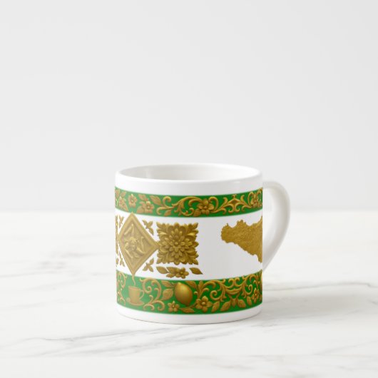 Siciliaans patroon espressokopje espresso kop (Voorkant rechts)