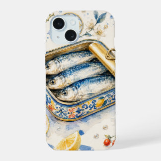 Siciliaans Sardine-waterverf Kunst iPhone 15 Case