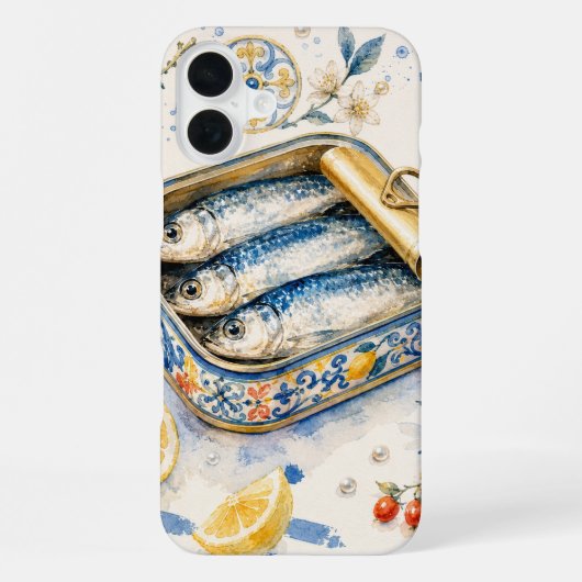 Siciliaans Sardine-waterverf Kunst iPhone Hoesje (Achterkant)