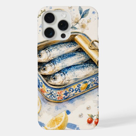 Siciliaans Sardine-waterverf Kunst iPhone Hoesje (Achterkant)