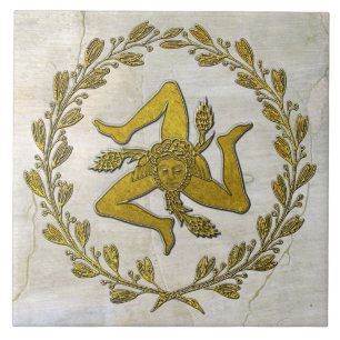 Siciliaans Trinacria en Olive Wreath Tegeltje