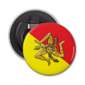 Siciliaans Trinacria en vlag Button Flesopener (Voorkant)
