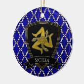Siciliaans Trinacria Gold Blue-Ornament Keramisch Ornament (Links)