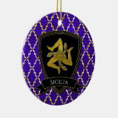 Siciliaans Trinacria Gold Paars keramisch Ornament (Rechts)