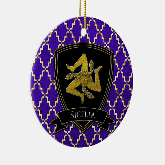 Siciliaans Trinacria Gold Paars keramisch Ornament (Rechts)