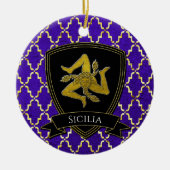 Siciliaans Trinacria Gold Paars keramisch Ornament (Voorkant)