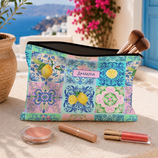 Siciliaans turquoise citrus Mediterraan azulejo  Etui
