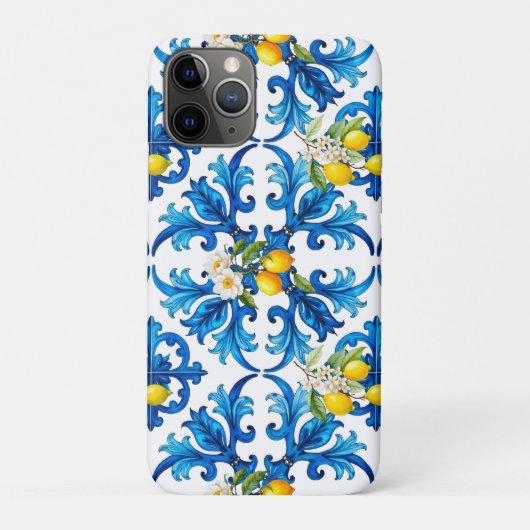 Siciliaans, zomer, citroen, mozaïek, blauw, Case-Mate iPhone case (Achterkant)
