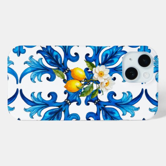 Siciliaans, zomer, citroen, mozaïek, blauw, Case-Mate iPhone case (Achterkant (horizontaal))