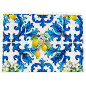 Siciliaans, zomer, citroen, mozaïek, blauw groot cadeauzakje (Achterkant)