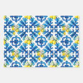 Siciliaans, zomer, citroen, mozaïek, blauw inpakpapier vel (Voorkant 3)
