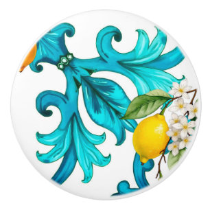 Siciliaans, zomer, citroen, mozaïek, blauw, keramische knop