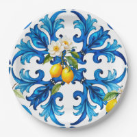 Siciliaans, zomer, citroen, mozaïek, blauw,