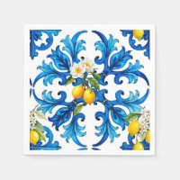 Siciliaans, zomer, citroen, mozaïek, blauw,