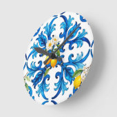 Siciliaans, zomer, citroen, mozaïek, blauw, sjaal, ronde klok (Hoek)