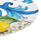 Siciliaans, zomer, citroen, mozaïek, blauw snijplank (Hoek)