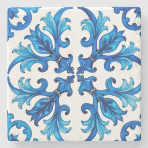 Siciliaans, zomer, citroen, mozaïek, blauw, stenen onderzetter