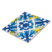 Siciliaans, zomer, citroen, mozaïek, blauw tegeltje (Zijkant)