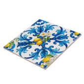 Siciliaans, zomer, citroen, mozaïek, blauw tegeltje (Zijkant)