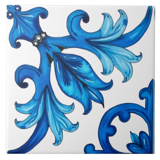 Siciliaans, zomer, citroen, mozaïek, blauw, tegeltje (Voorkant)