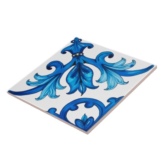 Siciliaans, zomer, citroen, mozaïek, blauw, tegeltje (Zijkant)