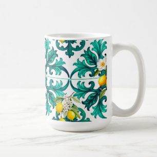 Siciliaans, zomer, citroen, mozaïek, groen, koffiemok