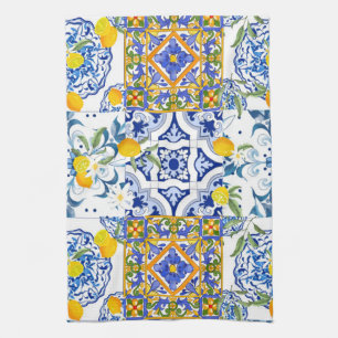 Siciliaans, zomer, keukenhanddoek van citrusvrucht